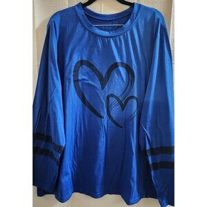 SHEIN HEART-PRINT GRAPHIC BLUE TEE